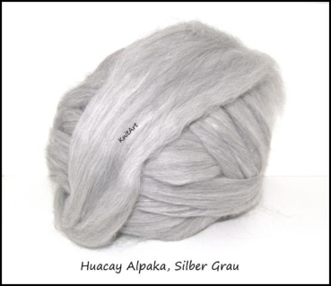 Huacaya Alpaka Faser, Silber Grau
